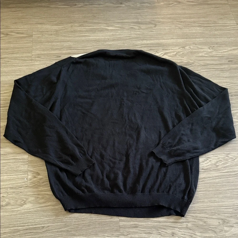 American Blue Cotton Cashmere Men's Sweater Size XL Black w/ Diamond Pattern